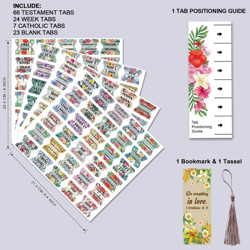 Cualfec Bible Index Tabs New & Old Testament Tabs Matte Laminated Floral Design - 122 Pcs (Floral) - Image 4
